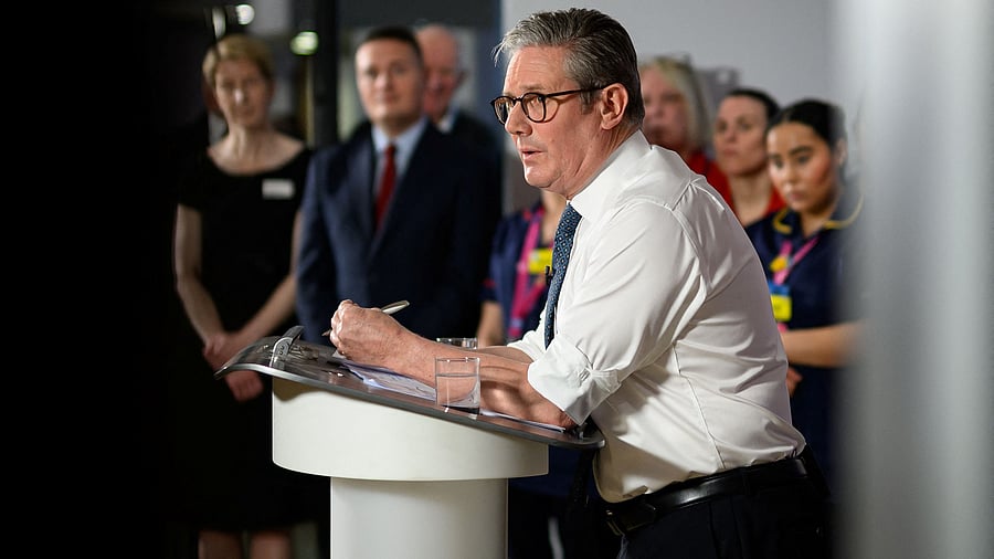 <div class="paragraphs"><p>Britain's Prime Minister Keir Starmer answers a question from the media during a visit to the Elective Orthopaedic Centre at Epsom Hospital on January 06.&nbsp;</p></div>