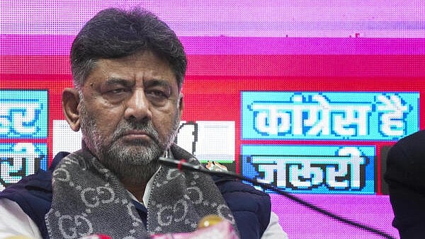 <div class="paragraphs"><p>Karnataka Deputy Chief Minister and Congress leader D K&nbsp; Shivakumar&nbsp;during a press conference in Delhi on Monday.&nbsp;</p></div>