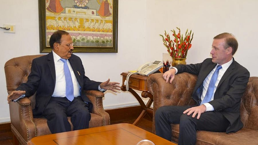 <div class="paragraphs"><p>National Security Advisor (NSA) Ajit Doval during a meeting with US National Security Advisor Jake Sullivan.</p></div>