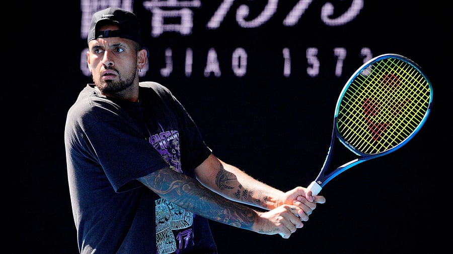 <div class="paragraphs"><p>Nick Kyrgios during a practice session.</p></div>