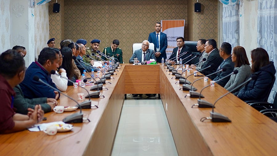 <div class="paragraphs"><p>Manipur Governor Ajay Kumar Bhalla holds talks with Kuki-Zo organisations in Churachandpur on Tuesday. </p></div>