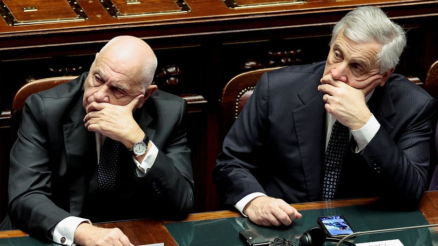 <div class="paragraphs"><p>Italian Justice Minister Carlo Nordio and Foreign Minister Antonio Tajani attend a joint session of the Italian parliament, in Rome, Italy December 11, 2024. </p></div>