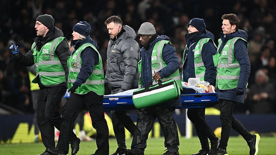 <div class="paragraphs"><p>Tottenham Hotspur's Rodrigo Bentancur is carried away on a stretcher after sustaining an injury.</p></div>