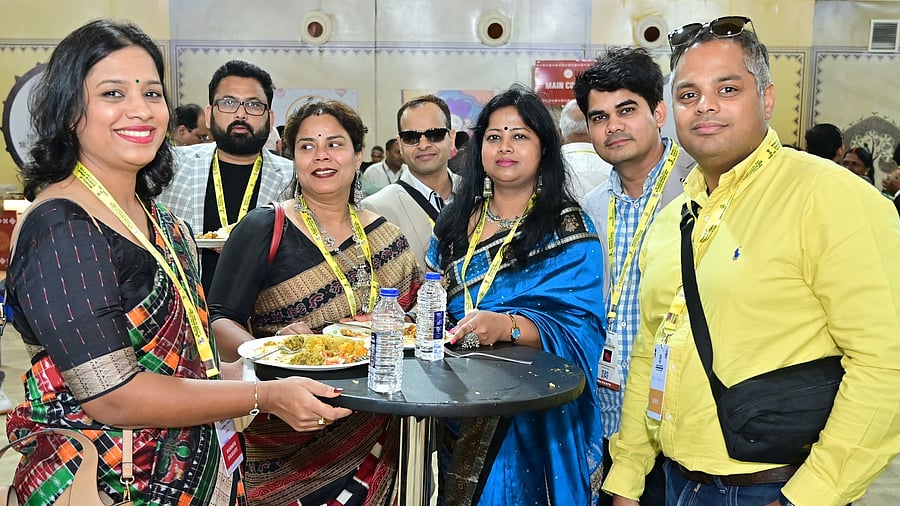 <div class="paragraphs"><p>Guests enjoy traditional Odia food at the Pravasi Bharatiya Divas.&nbsp;</p></div>