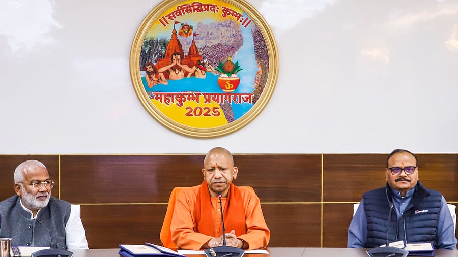 <div class="paragraphs"><p>Uttar Pradesh Chief Minister Yogi Adityanath during the launch of the special radio channel of Akashvani 'Kumbhvani', FM 103.5 MHz, for Maha Kumbh Mela 2025, in Prayagraj, Uttar Pradesh. </p></div>