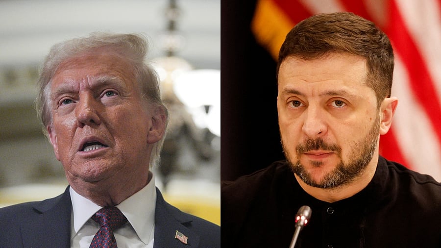 <div class="paragraphs"><p>US President Donald Trump (L) and Ukraine President Volodymyr Zelenskyy (R).</p></div>