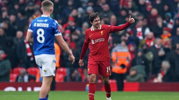 <div class="paragraphs"><p>Liverpool's Federico Chiesa celebrates scoring their fourth goal. </p></div>