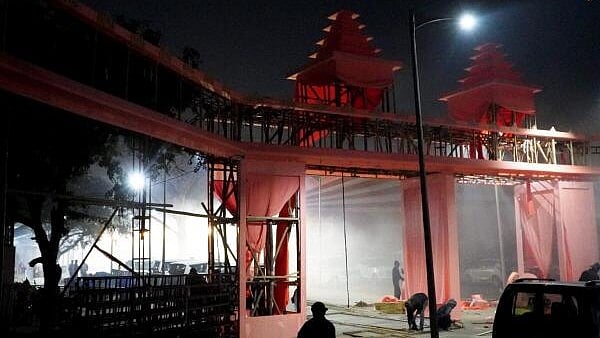 <div class="paragraphs"><p> In this image provided by Shri Ram Janmbhoomi Teerth Kshetra, preparations underway ahead of the first anniversary of the consecration of the Ram Lalla idol at the Ram temple, in Ayodhya. </p></div>