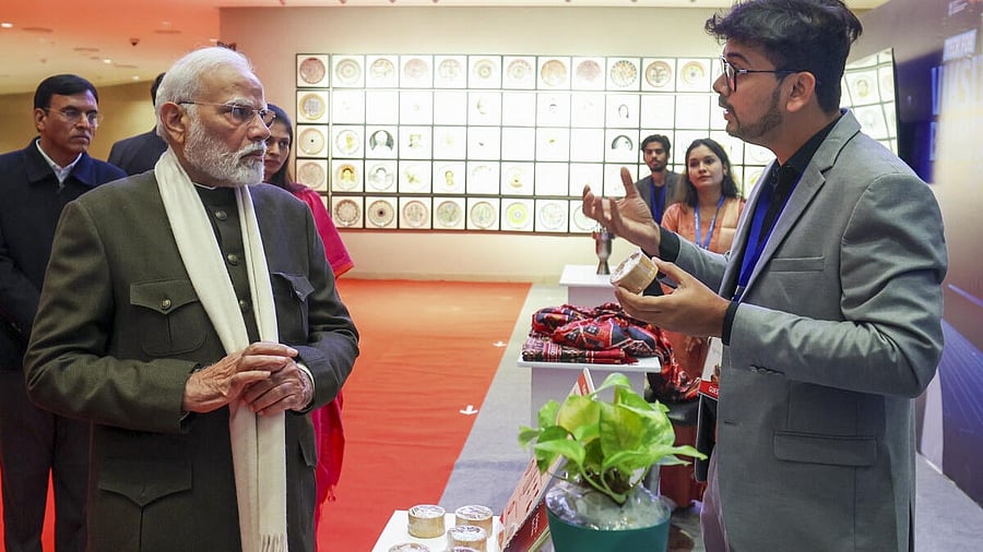 <div class="paragraphs"><p>Prime Minister Narendra Modi visits an exhibition at the Viksit Bharat Young Leaders Dialogue 2025, in New Delhi.</p></div>