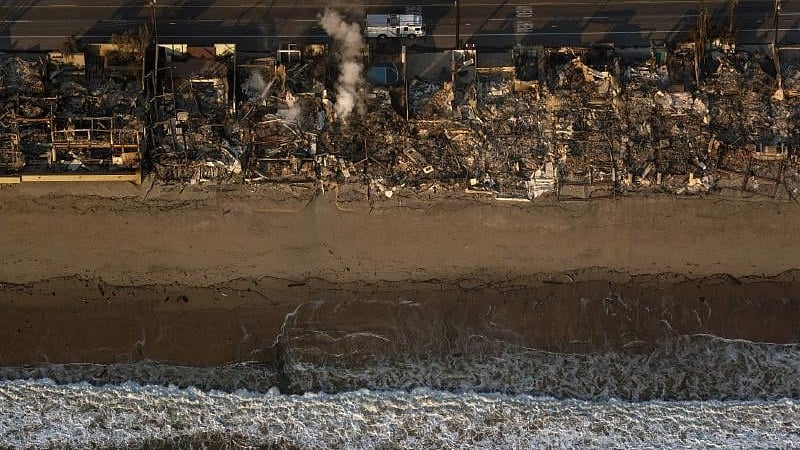 <div class="paragraphs"><p>Drone view of the wildfire-affected regions of Los Angeles.</p></div>