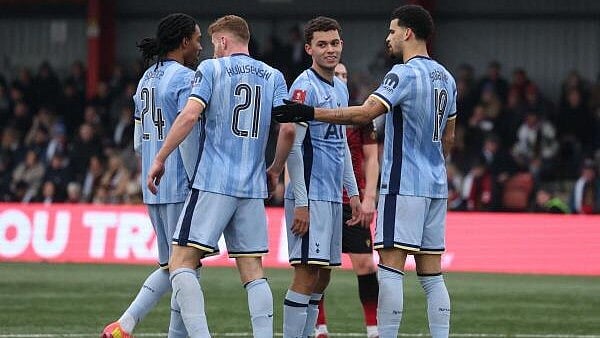 <div class="paragraphs"><p>Tottenham Hotspur's Brennan Johnson celebrates scoring their third goal</p></div>