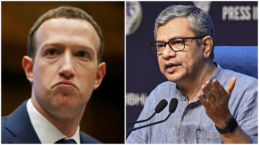 <div class="paragraphs"><p>(L to R)&nbsp;Facebook founder Mark Zuckerberg;&nbsp;Union minister Ashwini Vaishnaw</p></div>
