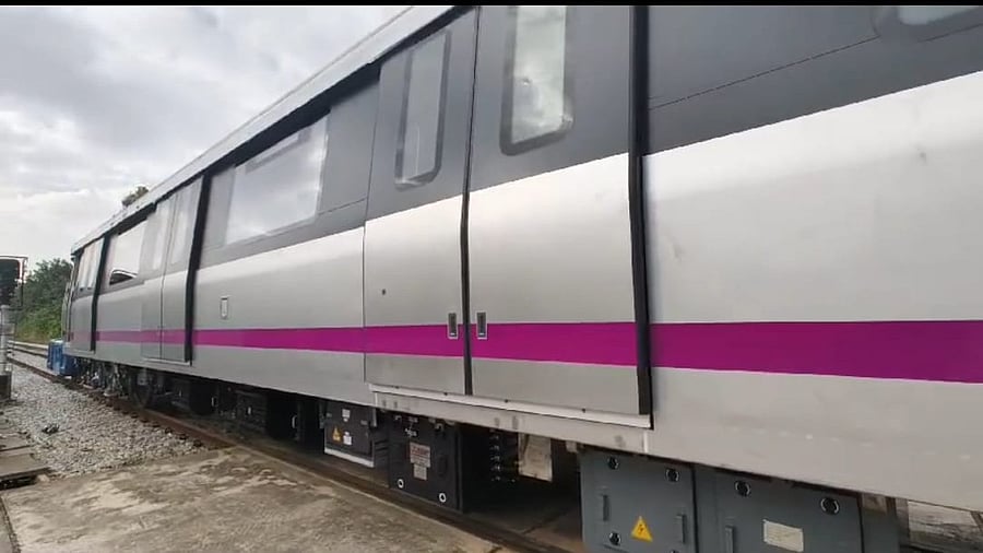 <div class="paragraphs"><p>One of the six China-made coaches for the Purple Line that arrived at the Peenya depot in Bengaluru on Sunday. </p></div>