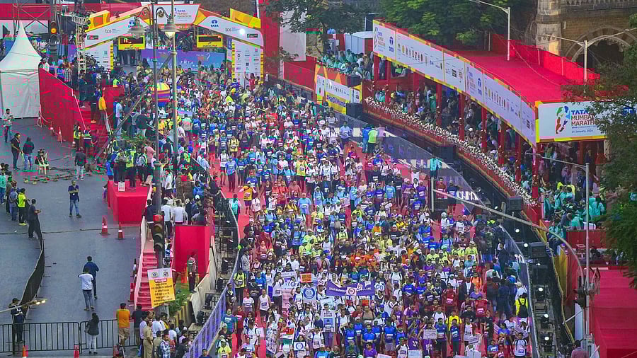 <div class="paragraphs"><p>Participants run during the Mumbai Marathon 2024, in Mumbai.</p></div>