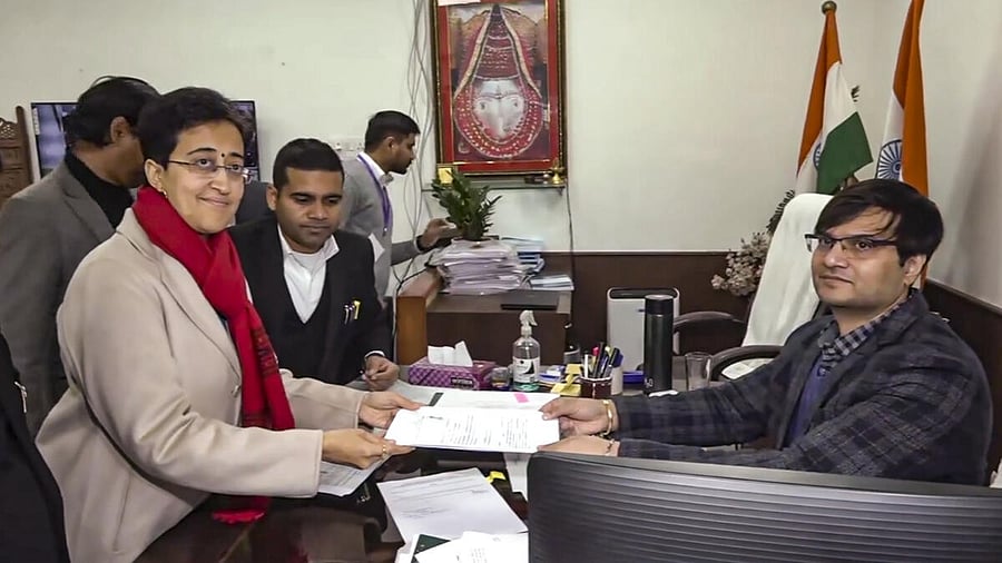 <div class="paragraphs"><p>Delhi Chief Minister and AAP leader Atishi files her nomination from the Kalkaji constituency for the upcoming Delhi Assembly elections, in New Delhi, Tuesday, Jan. 14, 2025.</p></div>