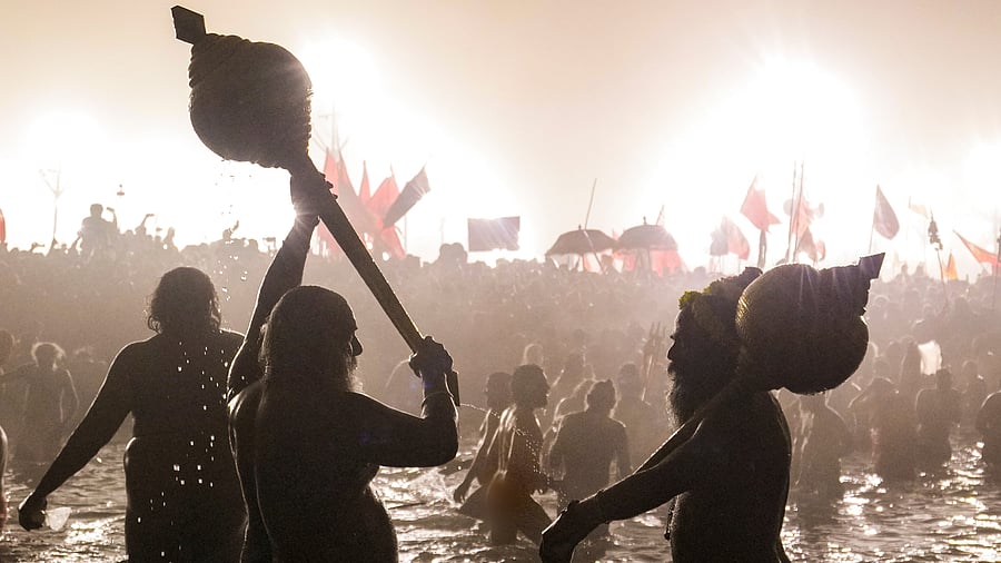 <div class="paragraphs"><p>Sadhus take the 'Amrit Snan' on Makar Sankranti.</p></div>