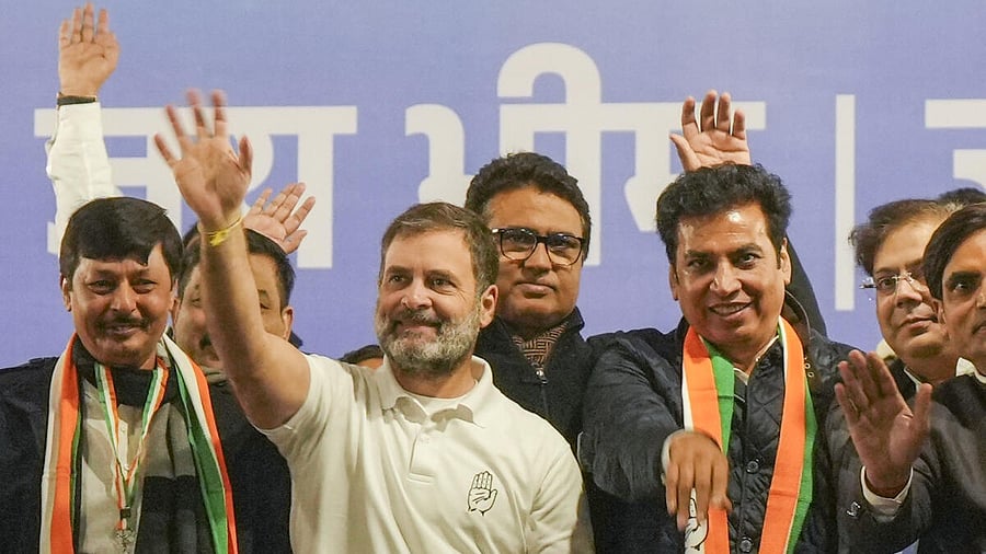 <div class="paragraphs"><p>Leader of the Opposition in the Lok Sabha and Congress leader Rahul Gandhi during the 'Jai Bapu, Jai Bhim, Jai Samvidhan’ public meeting, in New Delhi, Monday, Jan. 13, 2025.</p></div>