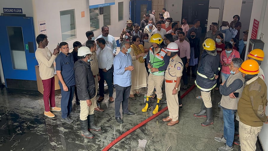 <div class="paragraphs"><p>Minister Priyank Kharge during a visit to the Bangalore Bioinnovation Centre, Electronics City, where a fire broke out on Tuesday. </p></div>