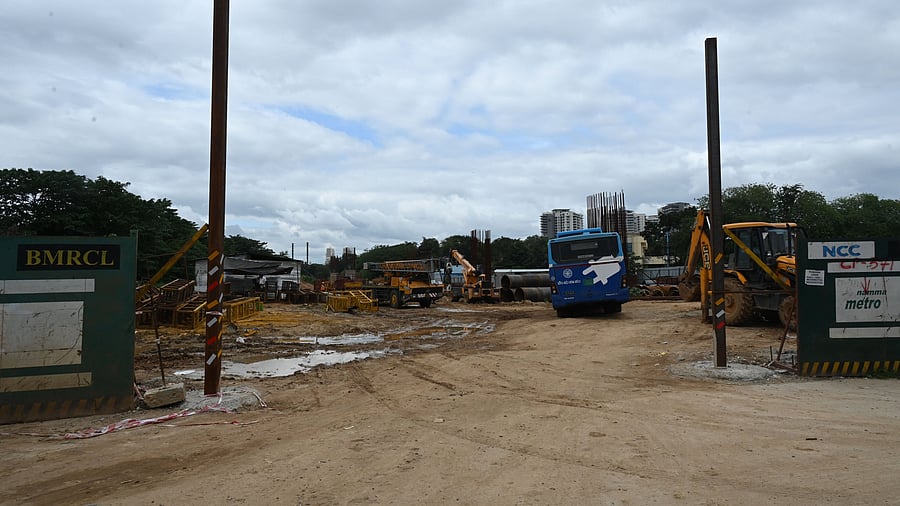 <div class="paragraphs"><p>Ongoing Namma Metro works on 45 acres of KIADB land at Hebbal. </p></div>