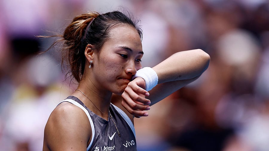 <div class="paragraphs"><p> China's Qinwen Zheng looks dejected after losing her second round match against Germany's Laura Siegemund.</p></div>