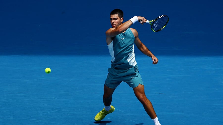 <div class="paragraphs"><p>Spain's Carlos Alcaraz in action during his second round match against Japan's Yoshihito Nishioka.</p></div>