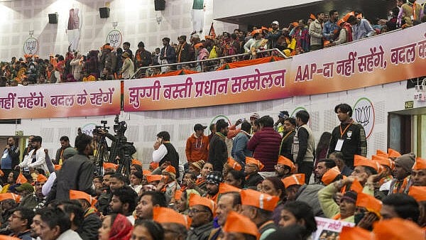 <div class="paragraphs"><p>BJP workers during the 'Jhuggi Pradhan Sammelan'</p></div>