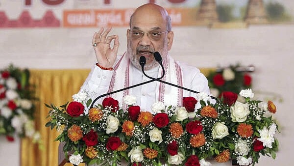 <div class="paragraphs"><p>Union Home Minister Amit Shah speaks during the inauguration of an Archaeological Experiential Museum and a sports complex, at Vadnagar, in Mehsana district, Gujarat on Thursday</p></div>