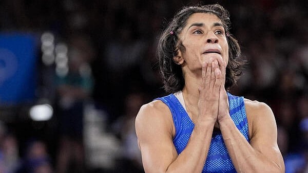 <div class="paragraphs"><p>Vinesh Phogat reacts after the round of 16 of the women's freestyle 50kg wrestling match</p></div>