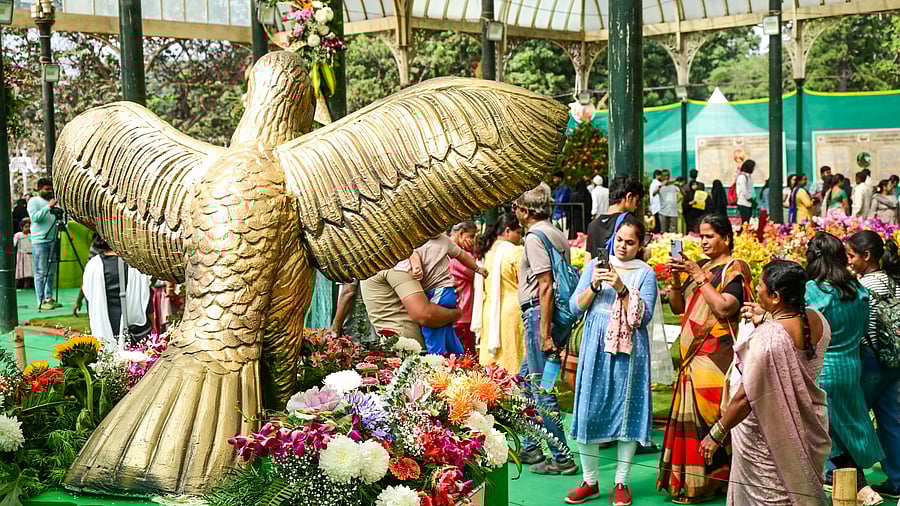 <div class="paragraphs"><p>Visitors take pictures of the exhibits at the flower show, which began on Thursday. The show runs until January 26.</p></div>