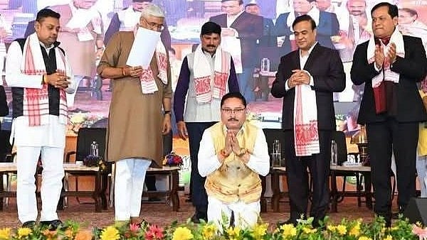 <div class="paragraphs"><p>Dilip Saikia, newly appointed president of Assam unit of ruling BJP, on Friday. </p></div>