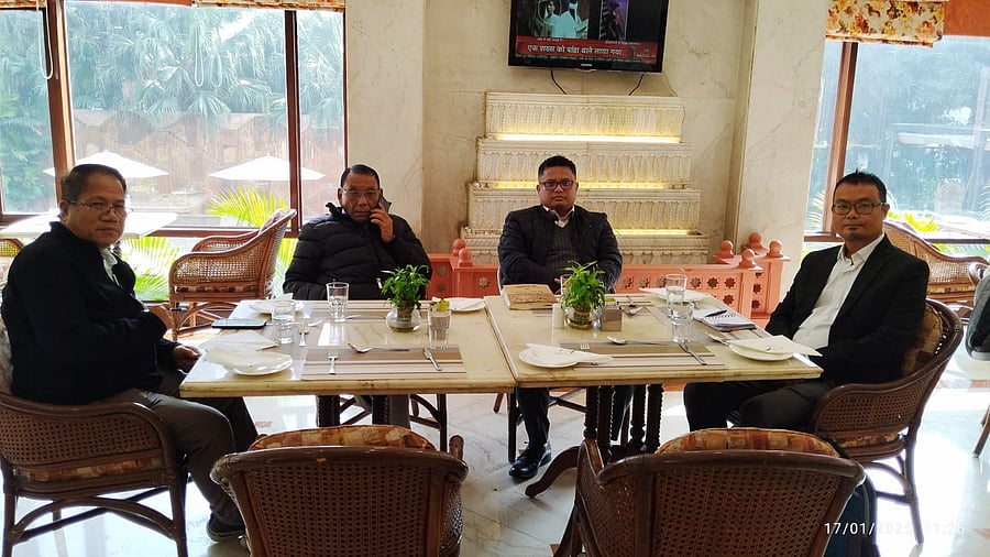 <div class="paragraphs"><p>Four Kuki-Zo Council delegates waiting for the MHA officials for the meeting.</p></div>