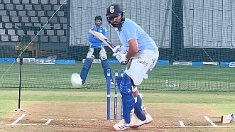 <div class="paragraphs"><p>Rohit Sharma practicing with a white ball.</p></div>