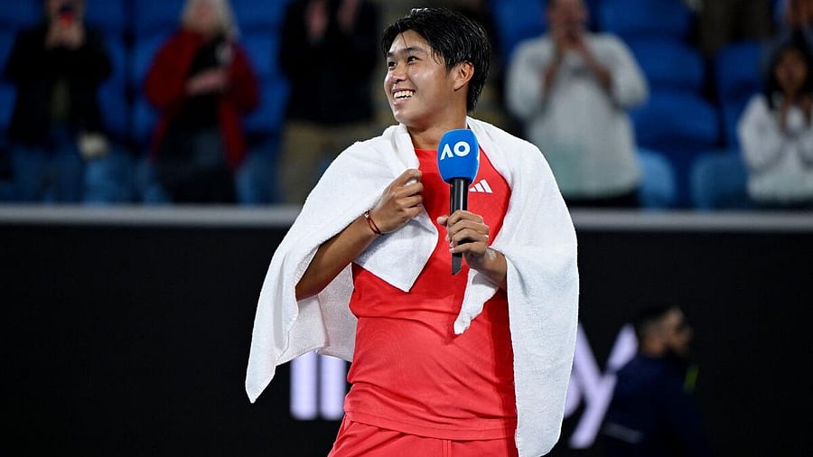 <div class="paragraphs"><p>Learner Tien of the US celebrates winning his second-round match against Russia's Daniil Medvedev.</p></div>