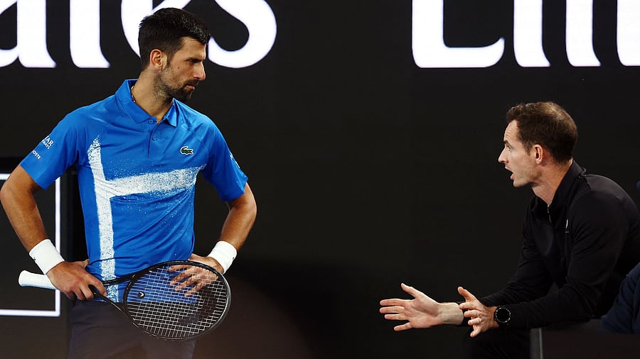 <div class="paragraphs"><p>Australian Open - Melbourne Park, Melbourne, Australia - January 13, 2025 Serbia's Novak Djokovic in conversation with his coach Andy Murray during his first round match against Nishesh Basavareddy of the United States. </p></div>