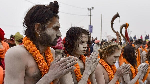<div class="paragraphs"><p>Naga sadhus' perform rituals during Maha Kumbh Mela 2025, in Prayagraj, Uttar Pradesh.</p></div>