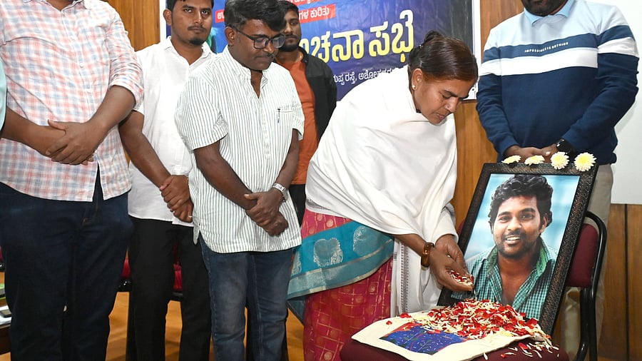 <div class="paragraphs"><p>Rohith Vemula's mother Radhika Vemula participates in an event in the city on Sunday. </p></div>