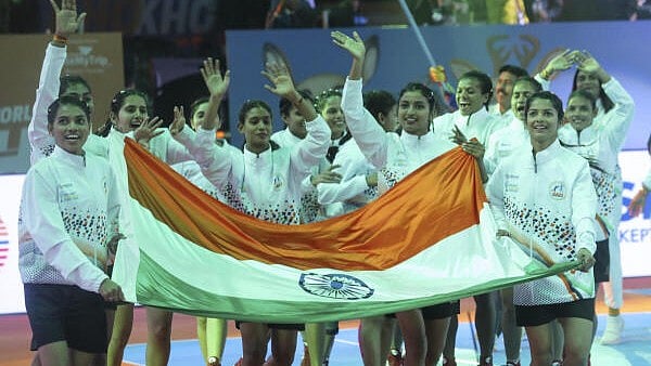 <div class="paragraphs"><p>Indian players after winning the Kho Kho World Cup (Women) over Nepal, in New Delhi, Sunday, Jan. 19, 2025.</p></div>