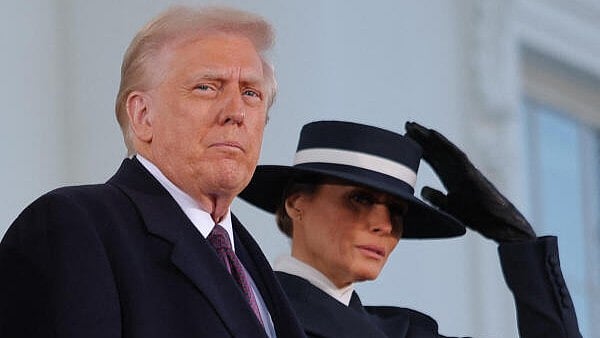 <div class="paragraphs"><p>US President-elect Donald Trump and his wife Melania Trump look on as they meet with US President Joe Biden and first lady Jill Biden on inauguration day of Donald Trump's second presidential term in Washington, US, January 20, 2025.</p></div>