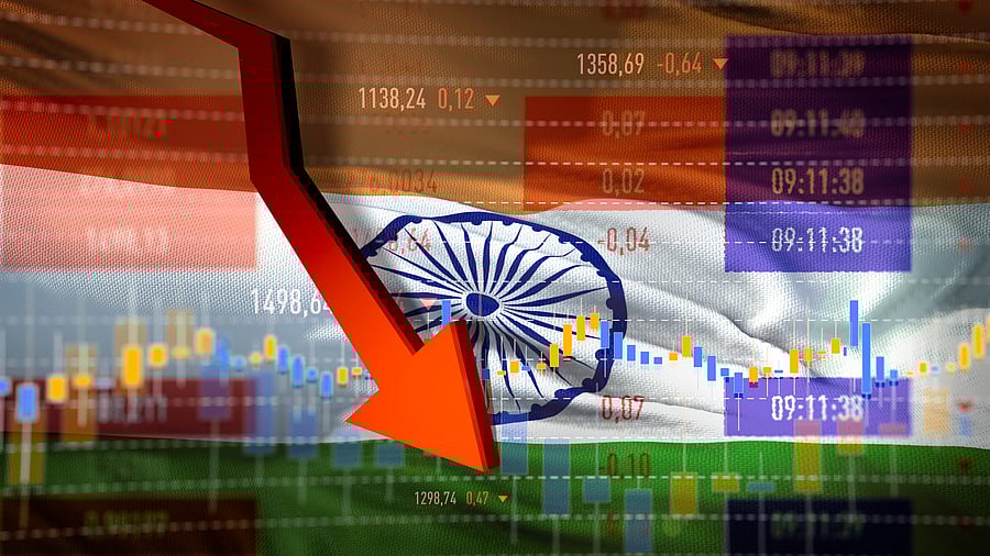 <div class="paragraphs"><p>Downward graph in the backdrop of the Indian flag. Image for representation.</p></div>