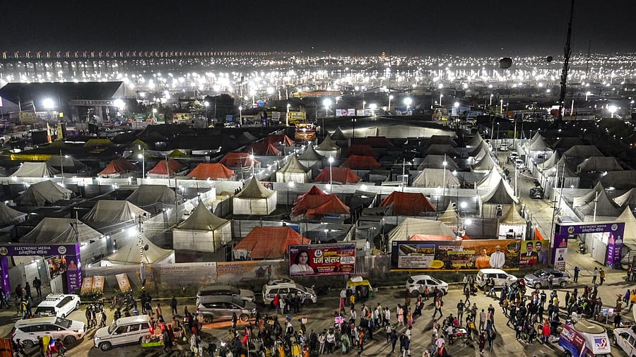 <div class="paragraphs"><p>Tents put up at Sangam for devotees during the Maha Kumbh Mela 2025, in Prayagraj, Uttar Pradesh, Tuesday, Jan. 21, 2025.</p></div>