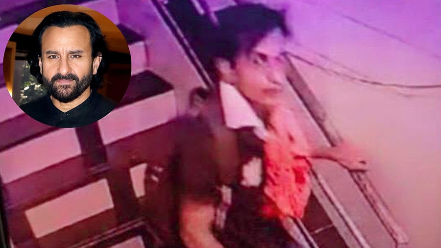 <div class="paragraphs"><p>CCTV footage of the attacker at the home of actor Saif Ali Khan (inset).</p></div>