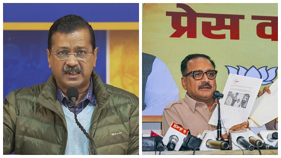 <div class="paragraphs"><p>AAP chief Arvind Kejriwal (L) and BJP Delhi unit president Virendra Sachdeva</p></div>