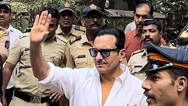 <div class="paragraphs"><p>Bollywood actor Saif Ali Khan at his residence after he was discharged from Lilavati Hospital, in Mumbai</p></div>