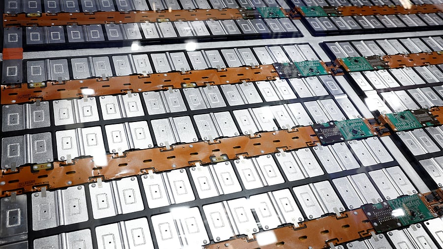 <div class="paragraphs"><p>A lithium-ion battery for electric vehicles (EV) manufactured by REPT is pictured.</p></div>