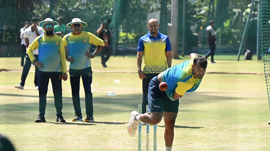 <div class="paragraphs"><p>Karnataka skipper Mayank Agarwal has a bowl during a training session on the eve of their Ranji Trophy clash against Punjab on Wednesday. </p></div>