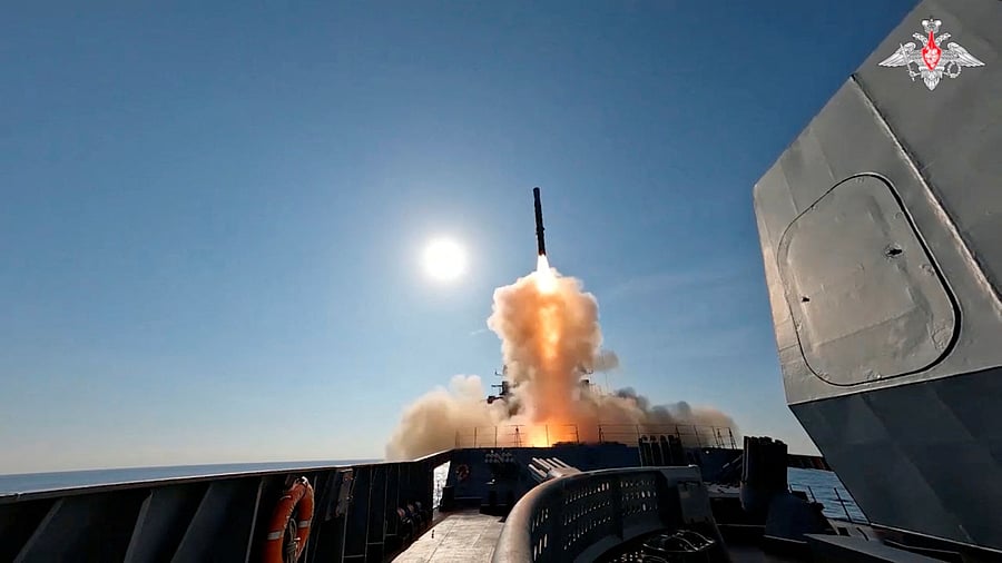 <div class="paragraphs"><p>A Russian Navy frigate fires a Zircon hypersonic anti-ship missile. Representational image.</p></div>