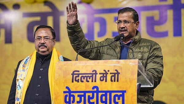 <div class="paragraphs"><p>Former Delhi CM and AAP national convener Arvind Kejriwal addresses a rally in support of party candidate Surinder Setia ahead of Delhi Assembly elections on Thursday</p></div>