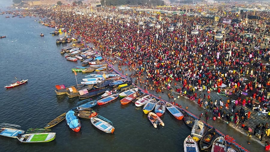 <div class="paragraphs"><p>Devotees at the Maha Kumbh Mela.</p></div>