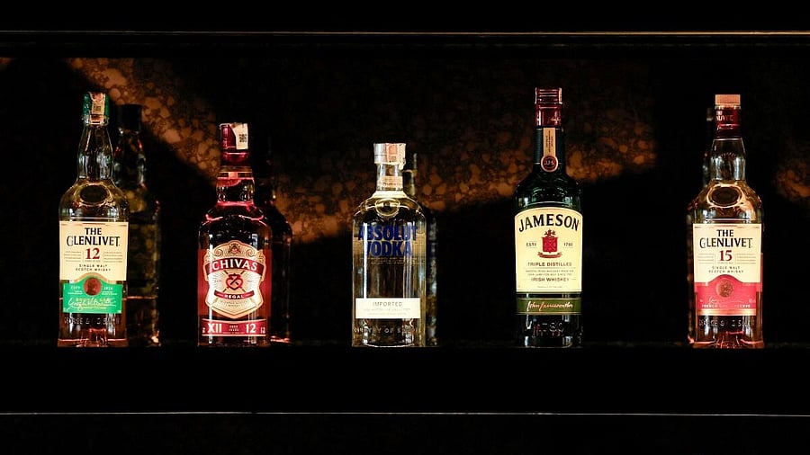 <div class="paragraphs"><p>Bottles of Pernod Ricard's brands are displayed at a bar in India.</p></div>