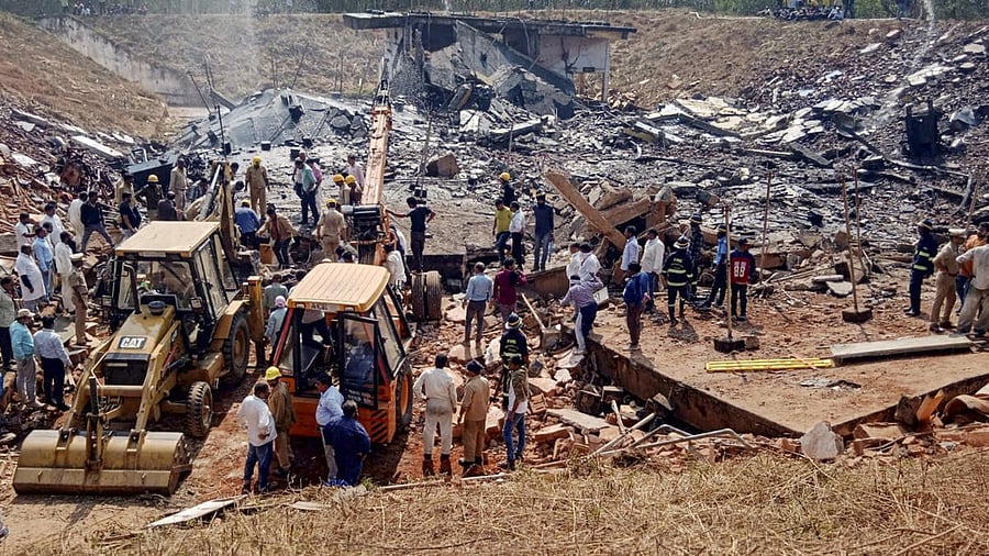 <div class="paragraphs"><p>Rescue operation underway after a blast at the ordnance factory, in Bhandara district, Maharashtra, Friday, Jan. 24, 2025.</p></div>